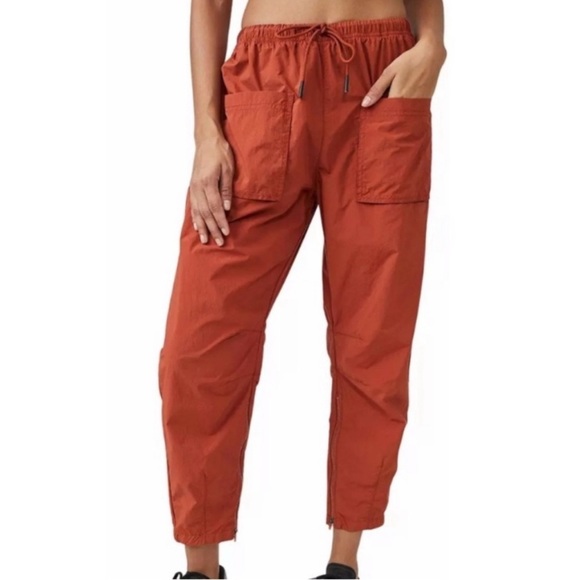 Free People FP Movement Fly By Night Ankle Track Pants Clay Orange Size Large - Picture 1 of 15